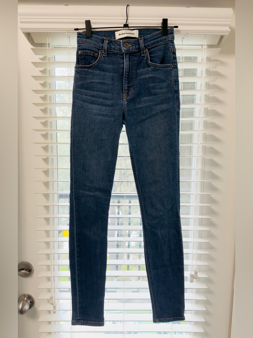 Reformation High and Skinny Jeans Blue Denim Size 25